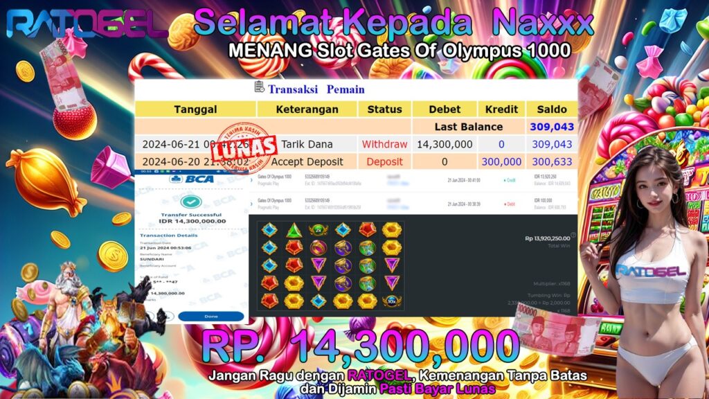 BUKTI JACKPOT SLOT GATES OF OLYMPUS 1000 TERPERCAYA DI INDONESIA TGL 21-06-2024