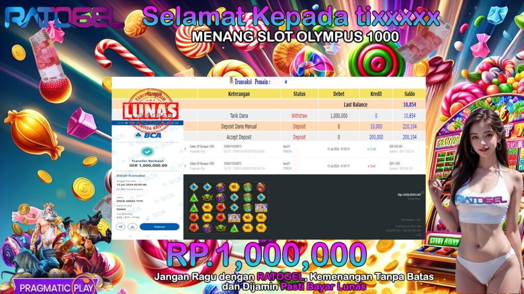 BUKTI JACKPOT SLOT GATES OF OLYMPUS 1000 TERPERCAYA DI INDONESIA TGL 13-07-2024