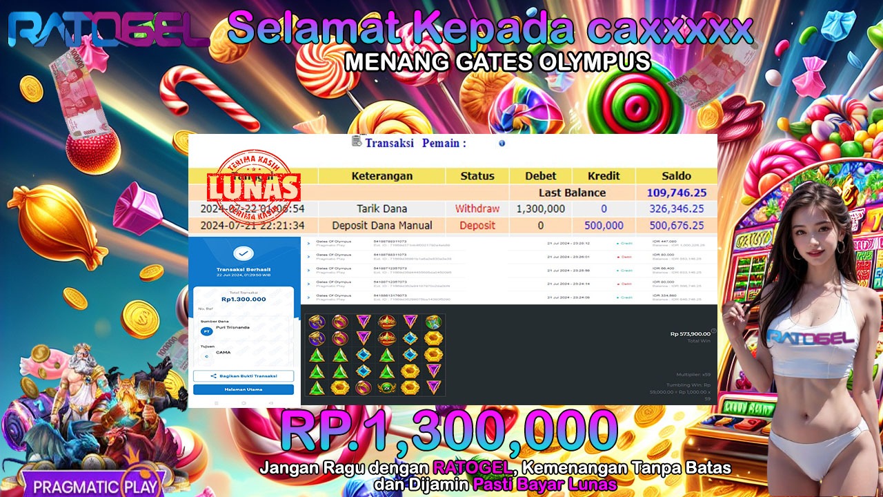 BUKTI JACKPOT SLOT GATES OLYMPUS TERPERCAYA DI INDONESIA TGL 22-07-2024