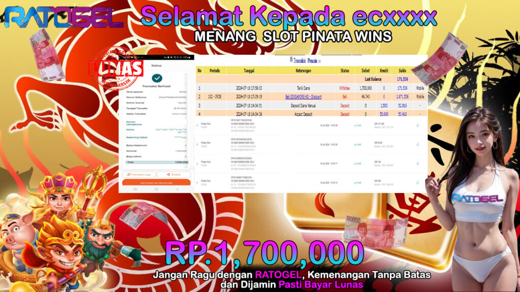 BUKTI JACKPOT SLOT PINATA WINS TERPERCAYA DI INDONESIA TGL 18-07-2024