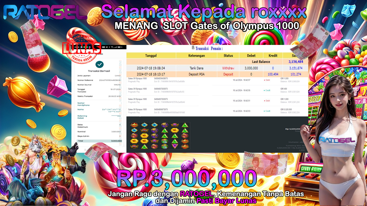 BUKTI JACKPOT SLOT GATES OF OLYMPUS 1000 TERPERCAYA DI INDONESIA TGL 18-07-2024